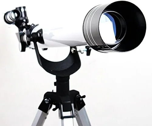 Front of the tube showing its 60 mm objective lens behind a dew shield