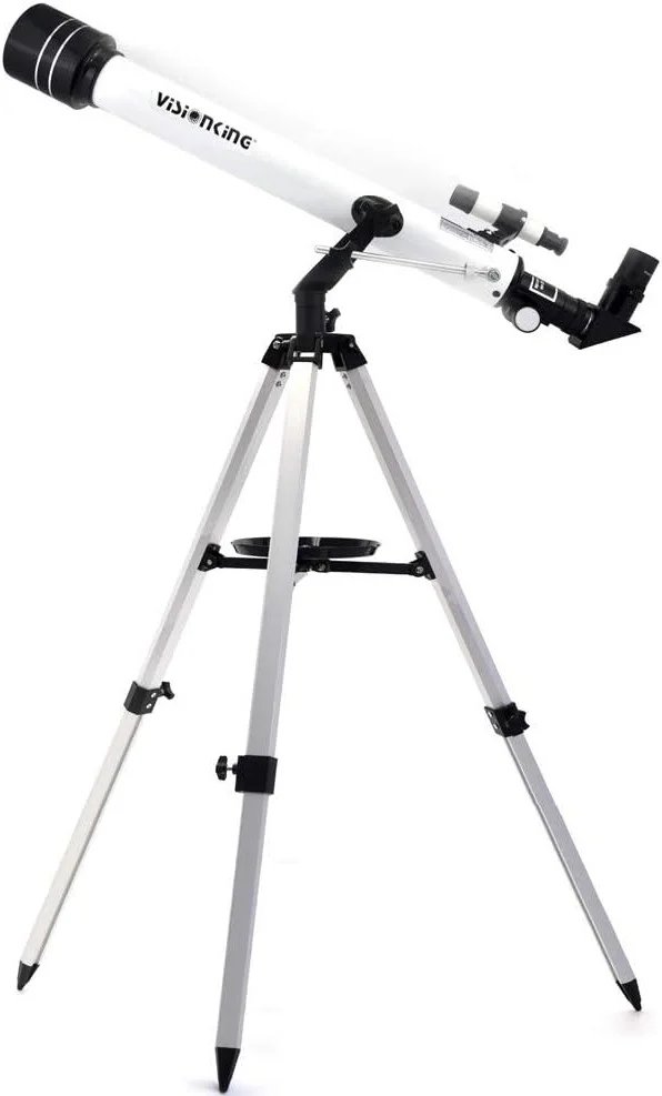 Visionking 60/700 refractor on its aluminium tripod at full height